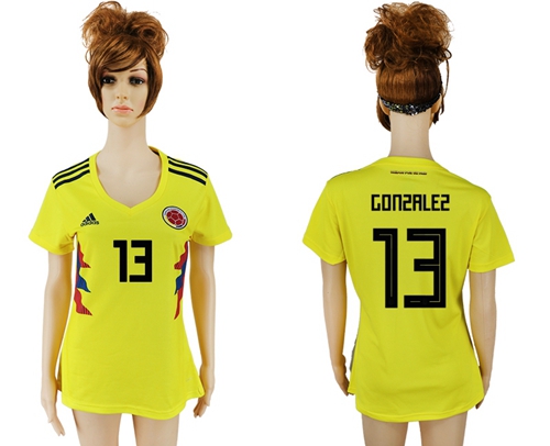 Women's Colombia #13 Gonzalez Home Soccer Country Jersey - Click Image to Close
